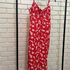 Burnt Orange Floral Spaghetti Strap Dress